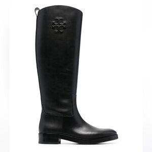 Tory Burch Logo Embossed Tall Leather Riding Boots 11